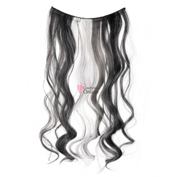 Extensie de par cu 4 Clips On delux simpla ondulata de 51 cm, Brunet Cenusiu mixt 39757